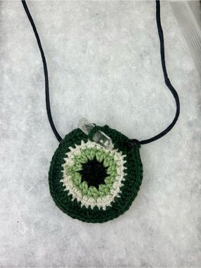 Handmade Crochet Crystal Pendant Necklace by Jewel with Morbid Creations